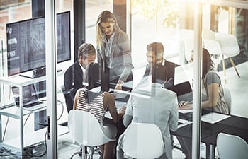 A group of professionals meeting in a boardroom.